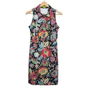 Tee 2 Sea Floral Maximalist Golf Mini Dress Black S Tennis Preppy Southern